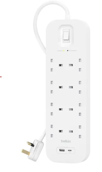 Belkin Connect 8位防雷保護拖板 (1個 USB C, 1個USB A, 2米電源線)