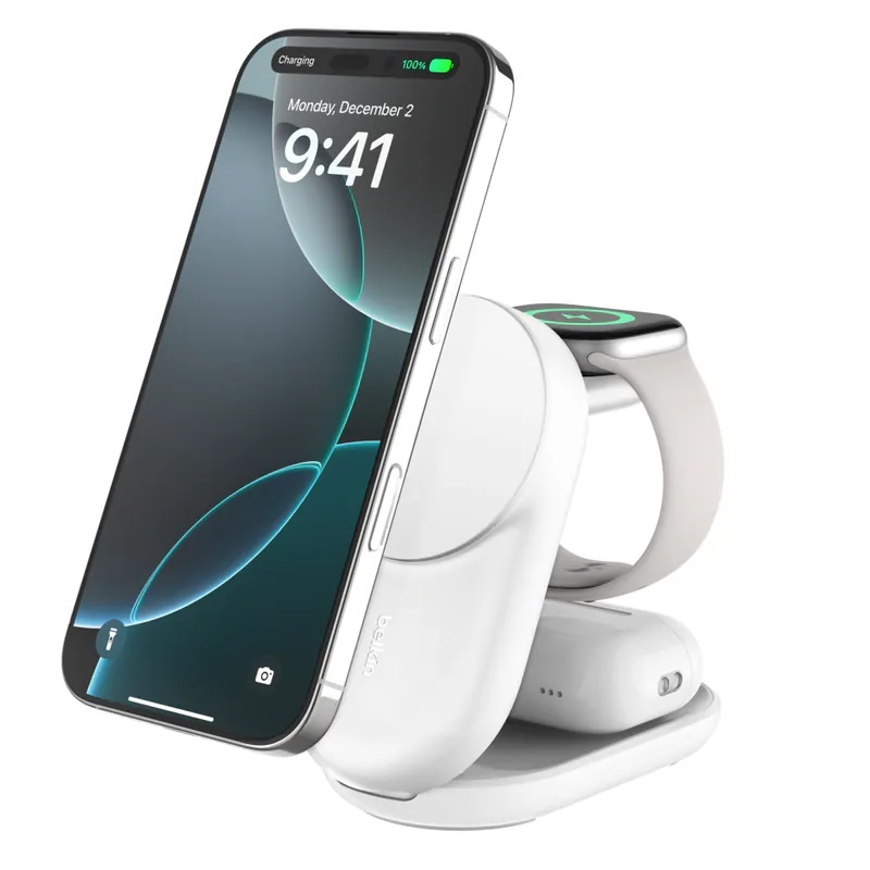 Belkin UltraCharge Qi2 3合1 可摺疊磁吸充電器 25W (附送 45W 充電器)