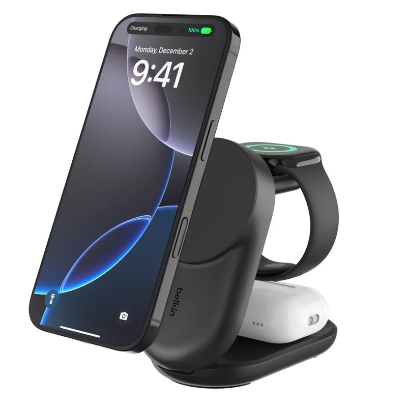 Belkin UltraCharge Qi2 3合1 可摺疊磁吸充電器 25W (附送 45W 充電器)