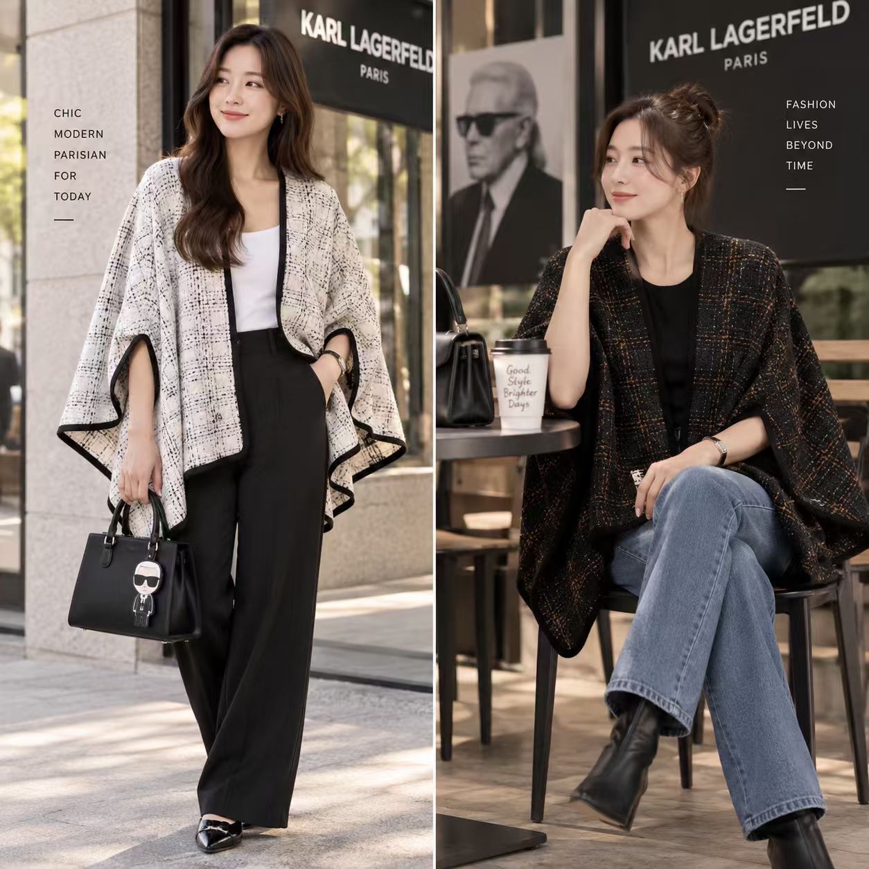 【預購】KARL LAGERFELD PARIS N101616 Tweed Shawl 粗呢披肩