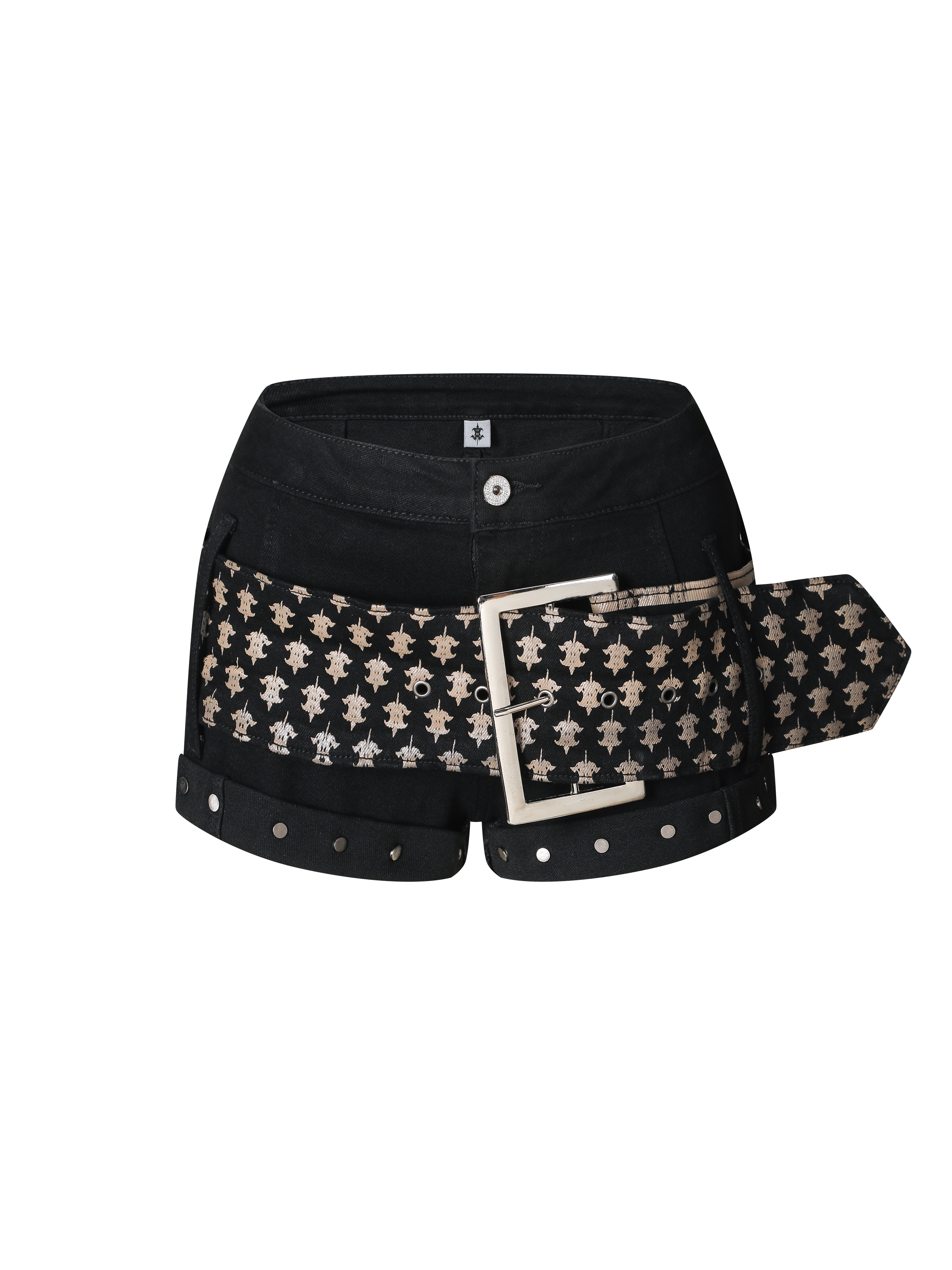 BELTED STUDDED SHORTS