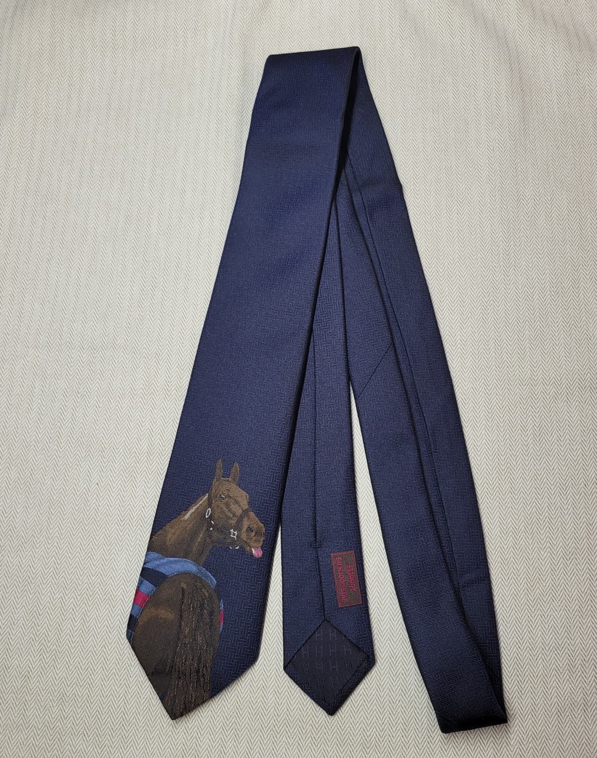 HERMES Rocabar de Rire tie Marine / Marron / Denim NO.79