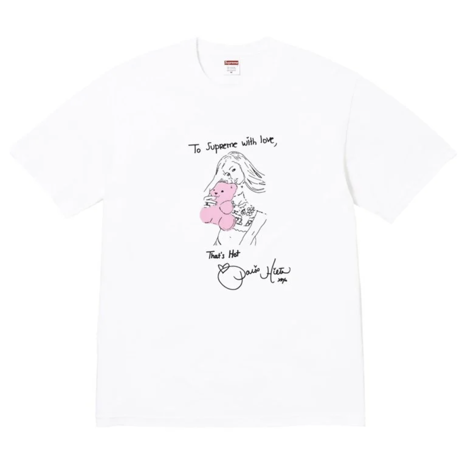 -(B3c04)-SUPREME PARIS TEE PARIS HILTON "THAT ‘S  HOT " 名媛 泰迪熊熊 短Ｔ 白色-FW26T37