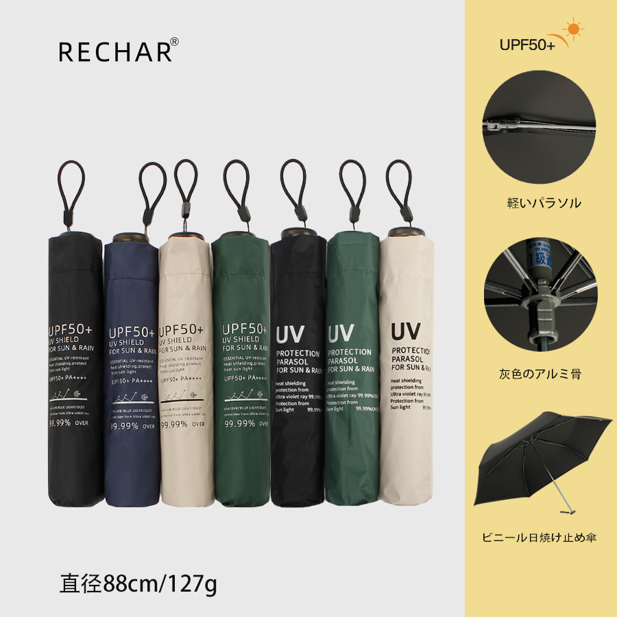 RECHAR 超薄黑膠超輕縮骨遮 十月團
