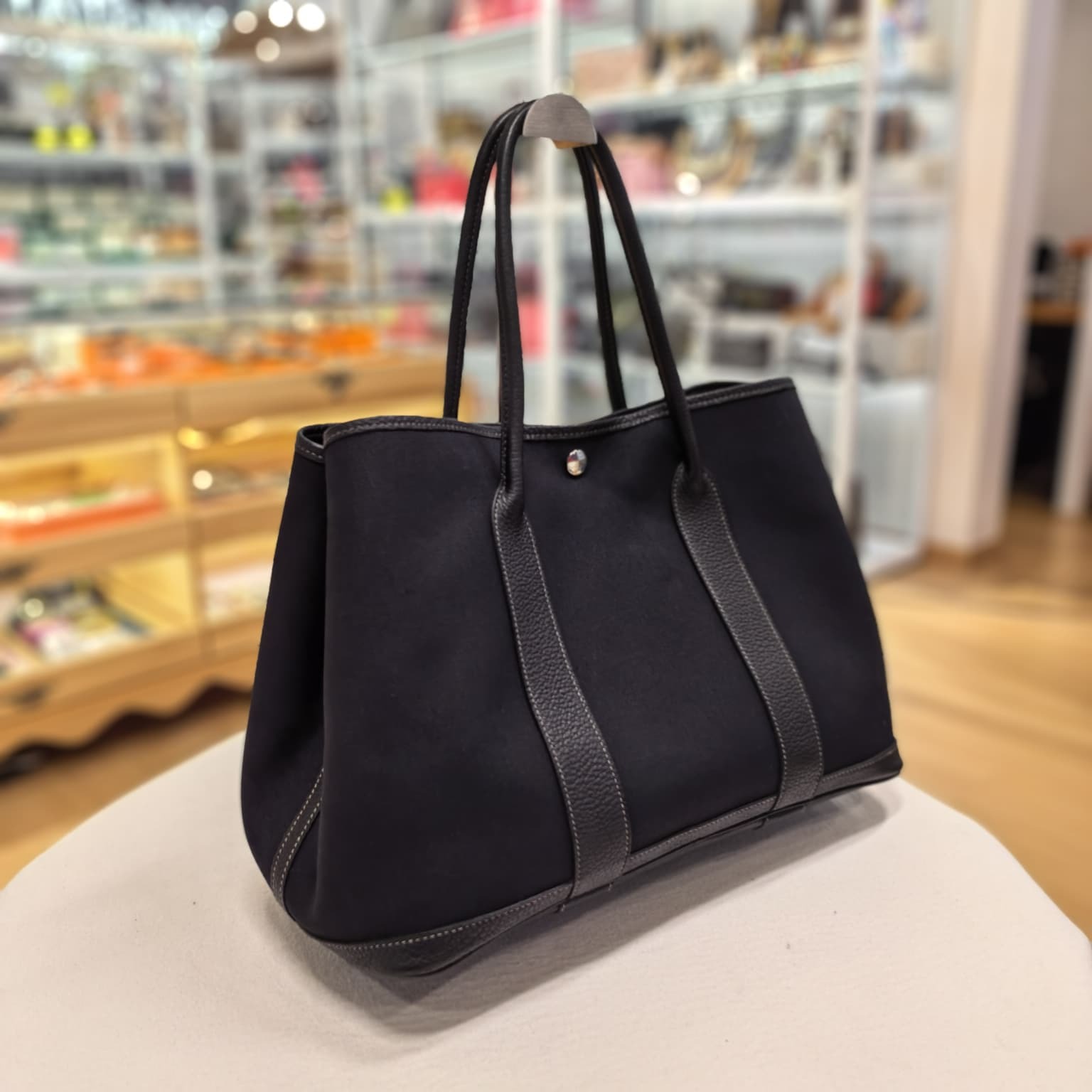 98%NEW USED HERMES GARDEN PARTY 36 黑色帆布銀扣 #GP36 #香榭站正品