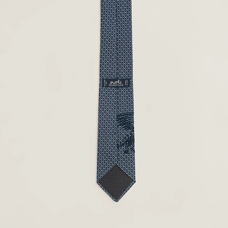 Hermes Dragon Velvet tie Marine / Ciel / Marine NO.80