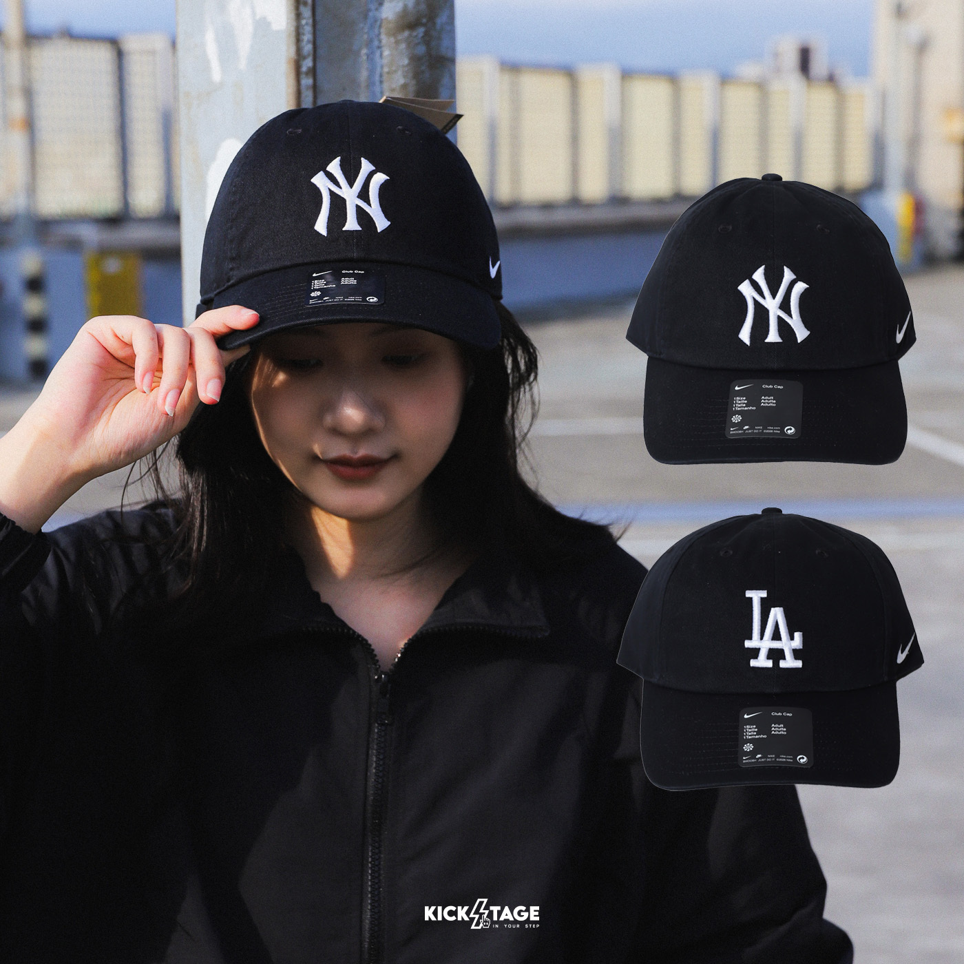 NIKE CLUB UNSTRUCTURED CAP 黑色 紐約洋基 洛杉磯道奇 MLB 可調式 金屬扣環 刺繡LOGO 老帽 棒球帽【NB0100ANK-BEK/NB0100ALD-BEK】NKTF