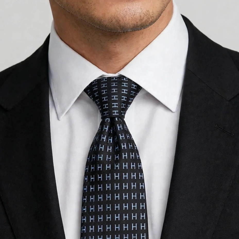 HERMES Faconnee H Bicolore tie Thalassa / Bleu NO.71