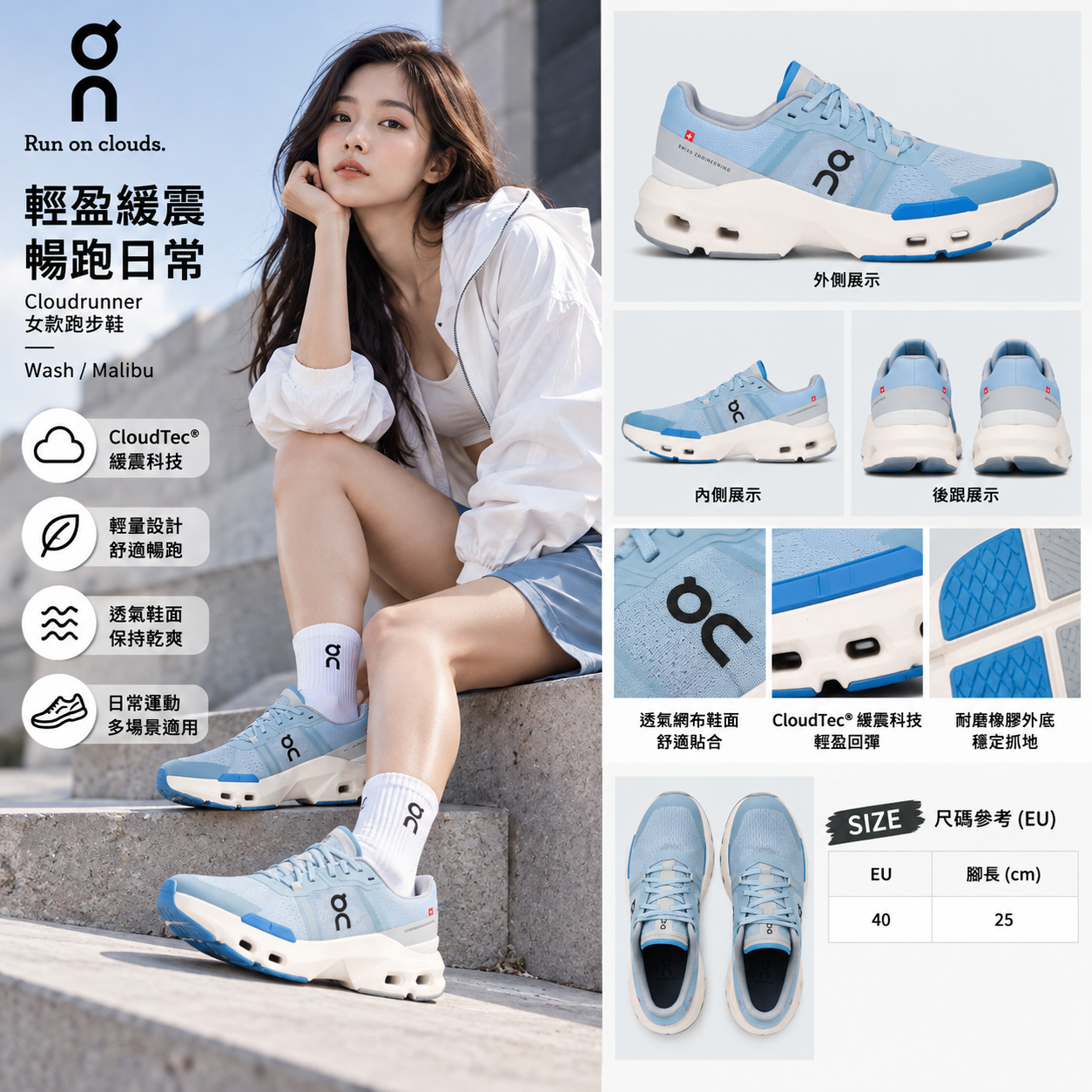 【預購】On N101624 Cloudpulse 女裝跑鞋 (藍色)