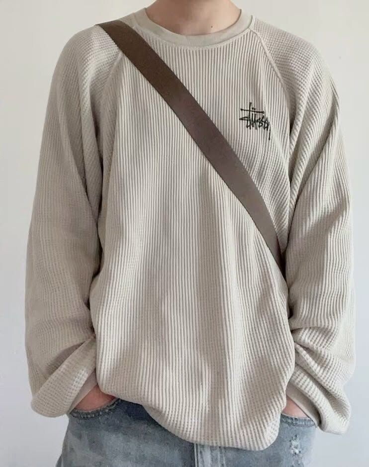 Stussy 華夫格水洗長袖 Bone / Black BASIC STÜSSY THERMAL