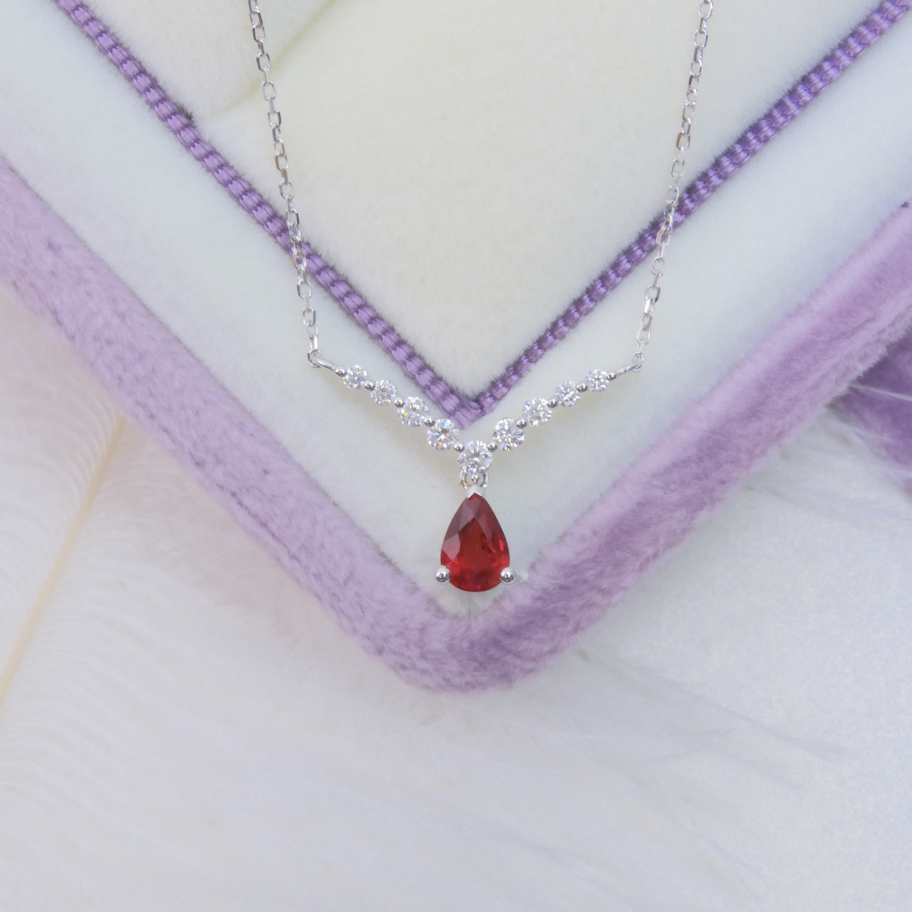 Bespoke 18K Gold 0.58ct Ruby Necklace (With Certificate)
