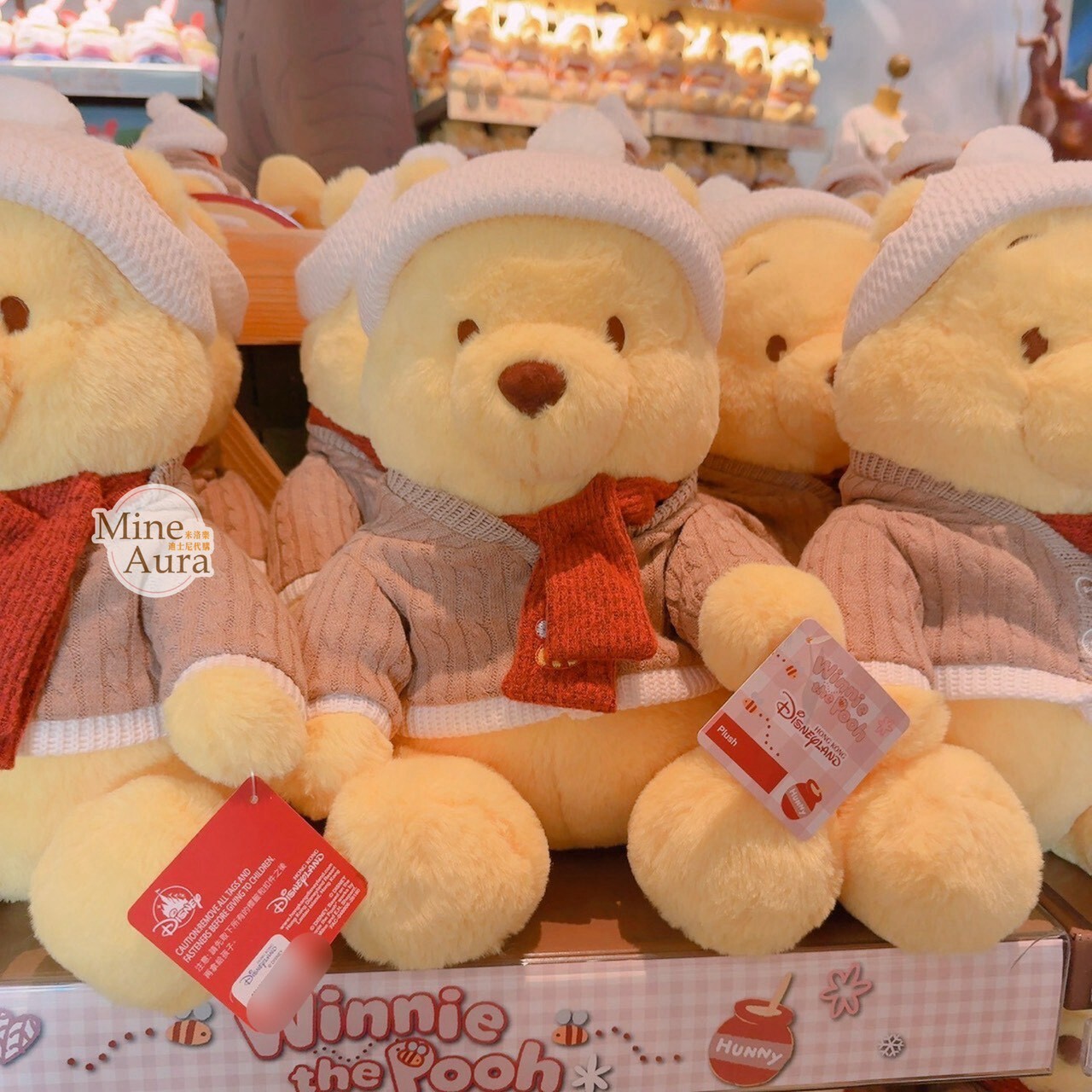 小熊維尼 Winnie the Pooh 冬日暖裝系列 M號 娃娃 玩偶 -香港迪士尼樂園