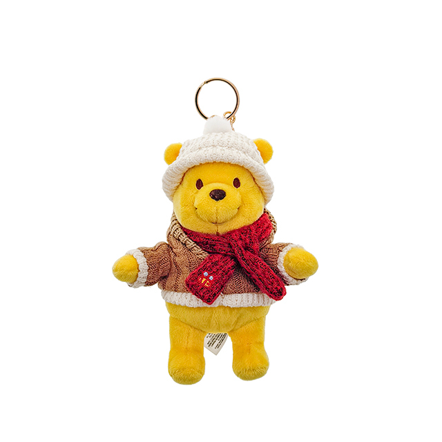 小熊維尼 Winnie the Pooh 冬日暖裝系列 絨毛 鑰匙圈 吊飾 -香港迪士尼樂園