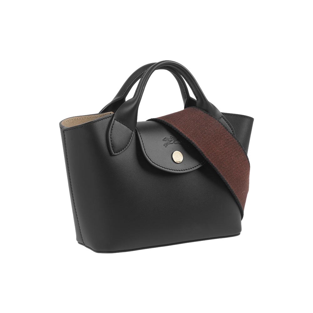 【Longchamp】Epure XS 釦式平滑牛皮迷你二用包(黑色)