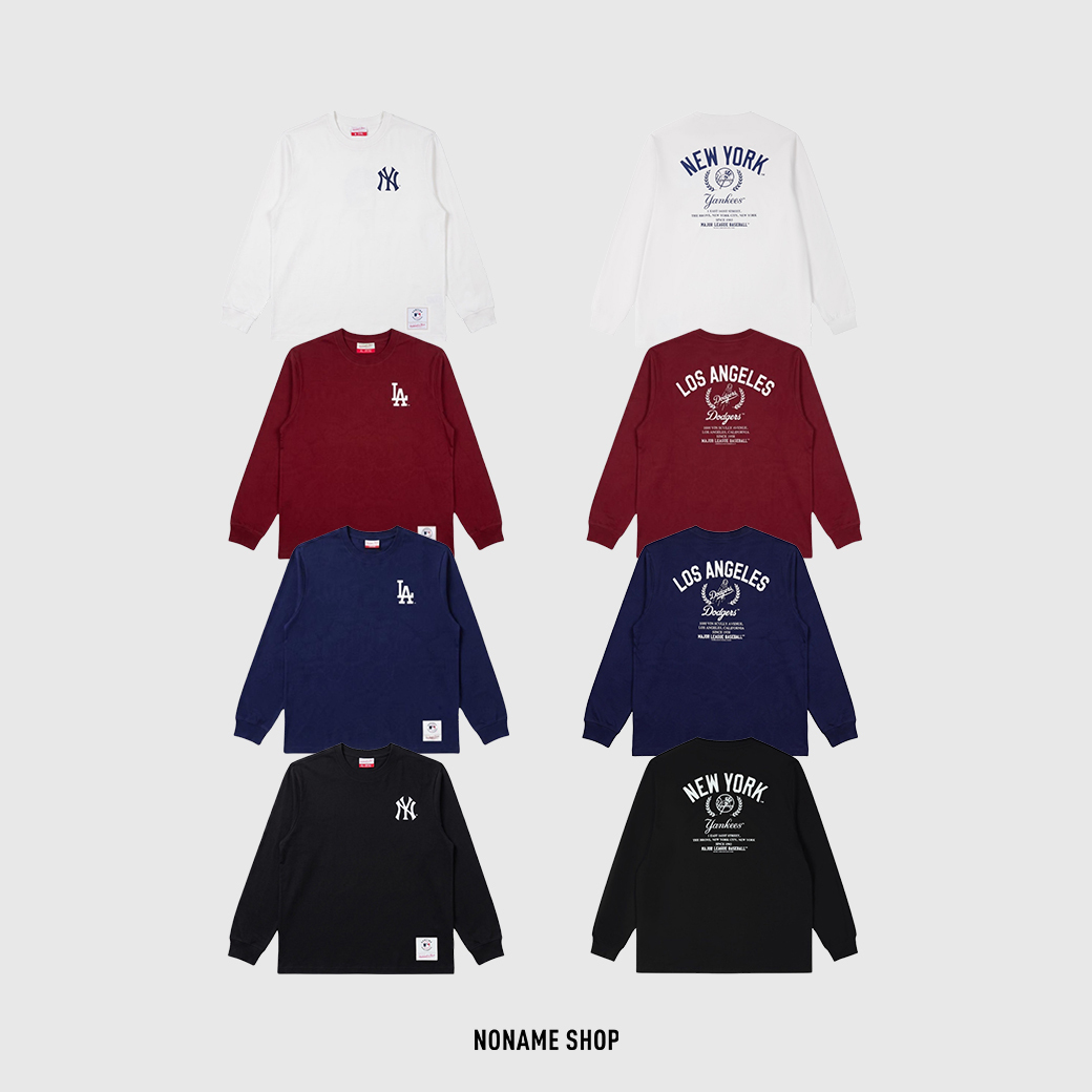 MITCHELL & NESS X MLB 聯名款 洛杉磯道奇隊 紐約洋基隊 復古 草寫 經典LOGO 長袖 四色 (男款)