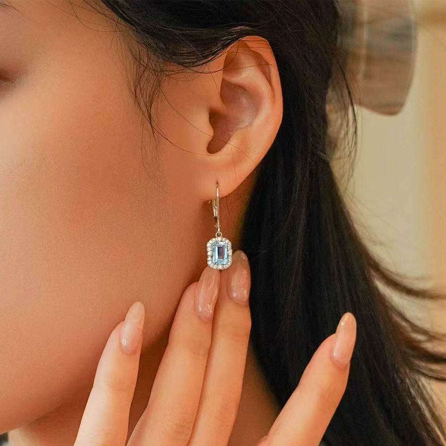 【直播】MD1014207 祖母切款培育寶石耳環｜主石 1ct｜邊石 0.015ct｜一對｜連培育寶石証書