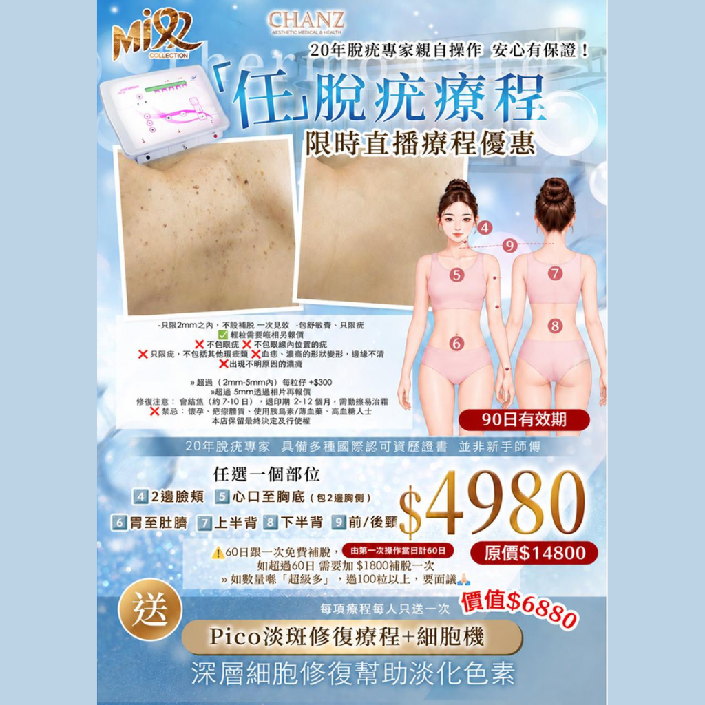 MEB-BBG1016-004 Chanz美容院 任脫疣優惠 (送Pico 淡斑修復療程＋細胞機) (A4)