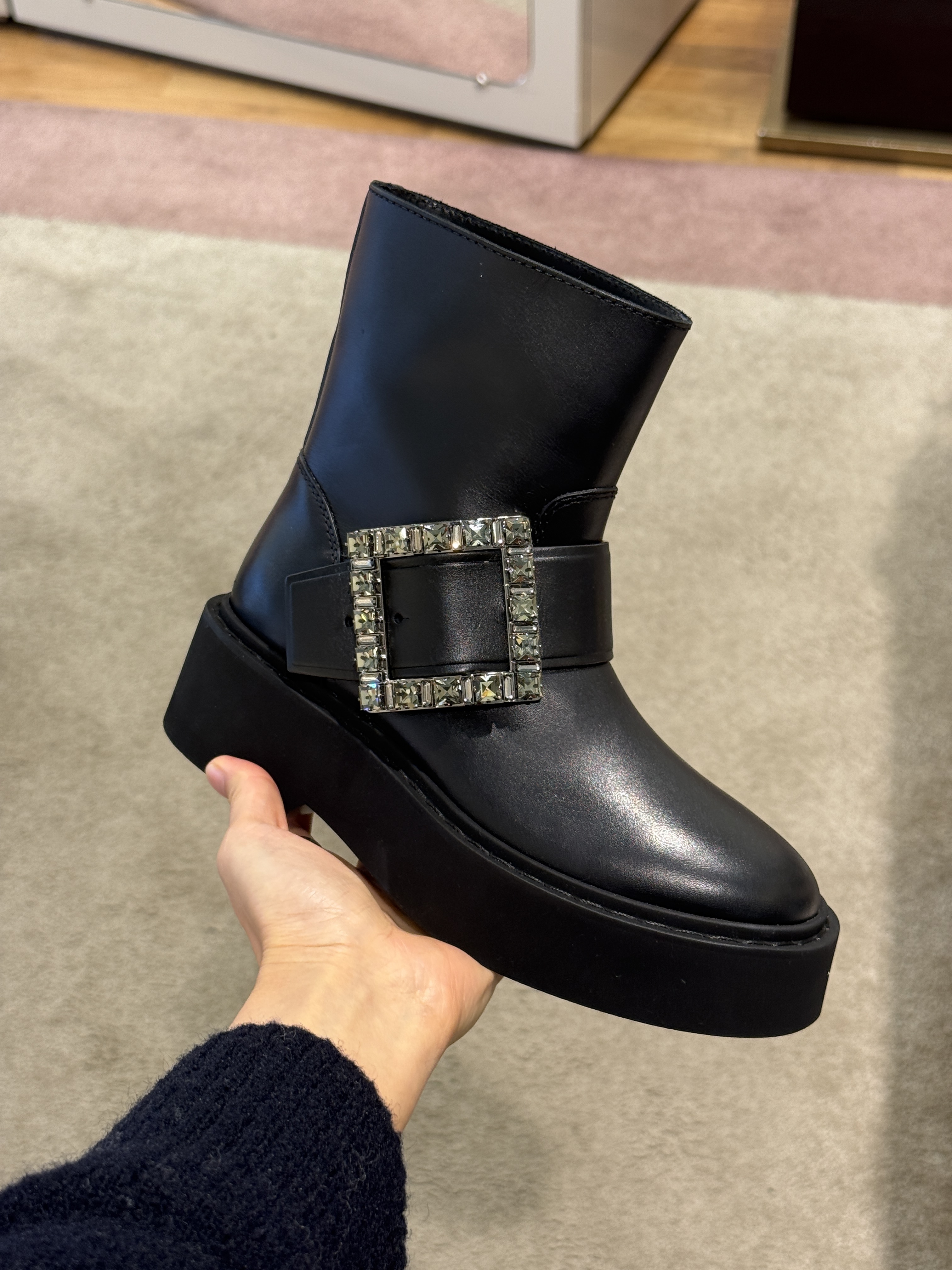 Roger Vivier viv rangers high strass boots black