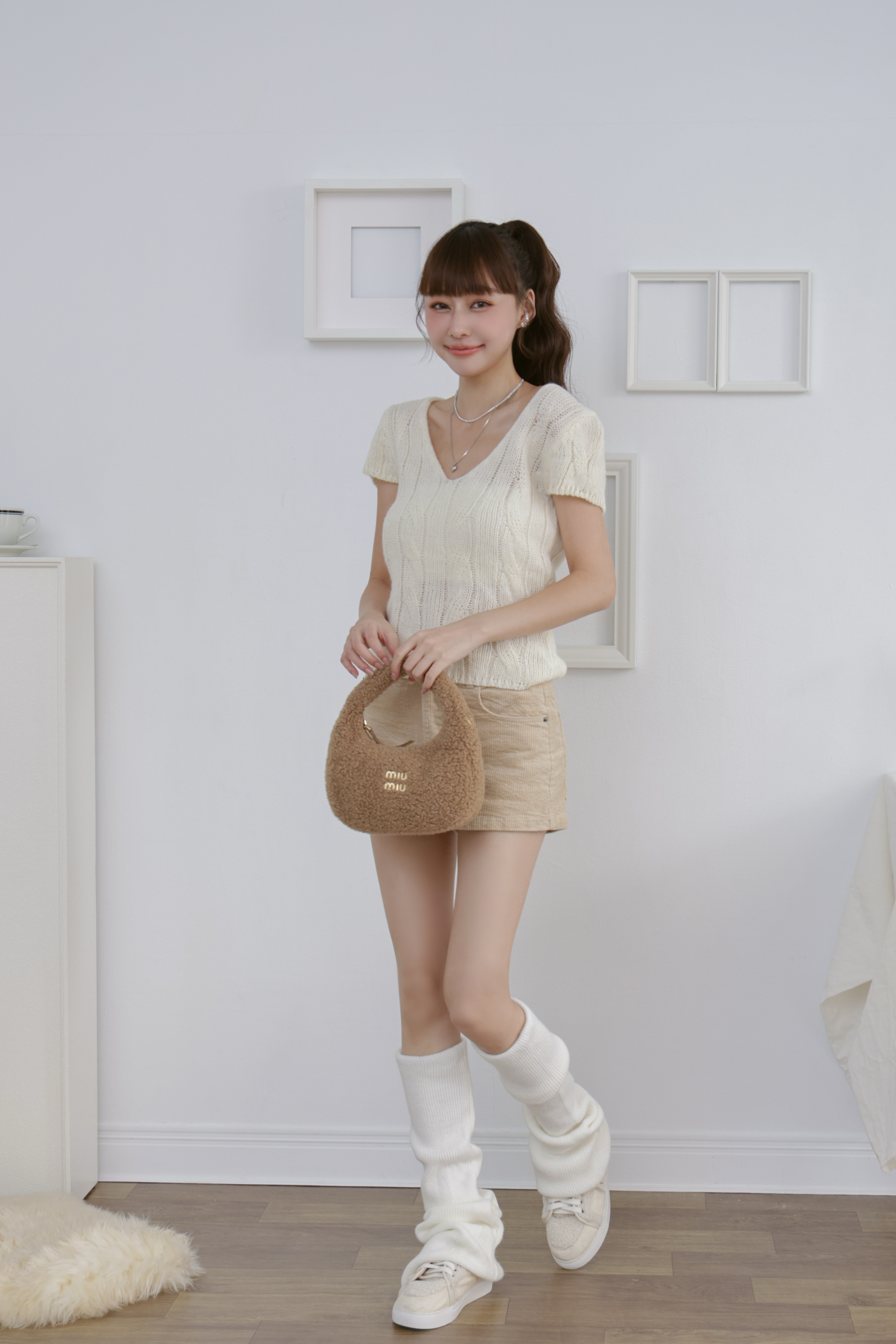 V領麻花針織上衣 S01