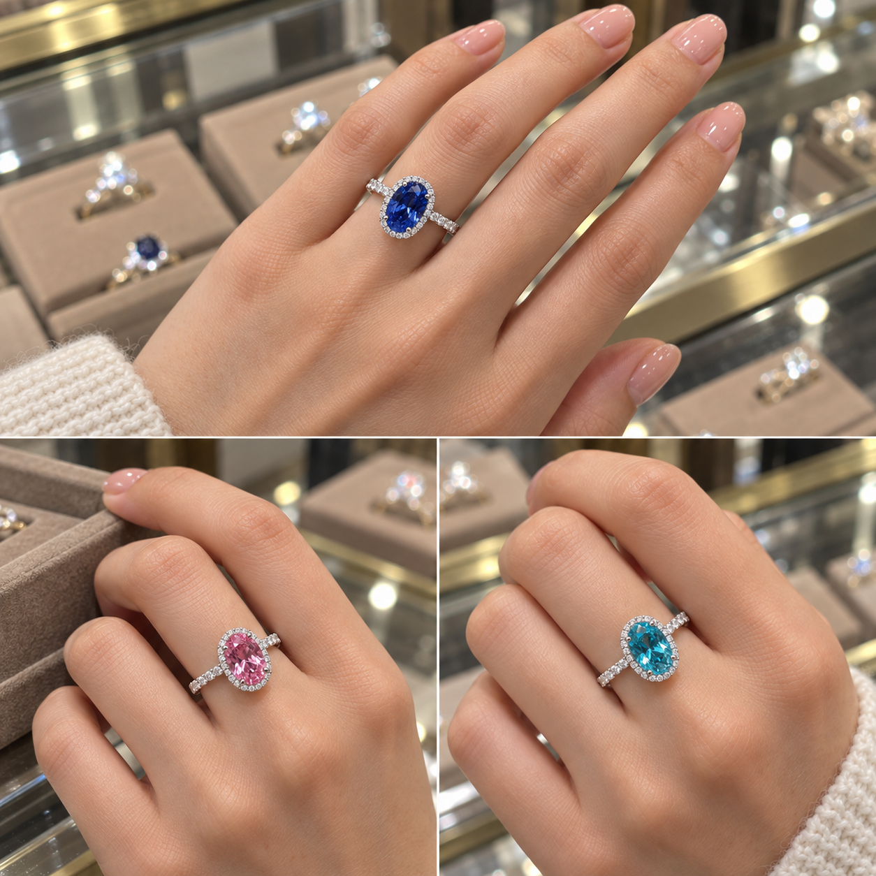 【直播】MD1014212 橢圓形培育寶石戒指｜主石 3ct ｜邊石 0.015ct｜連培育寶石証書