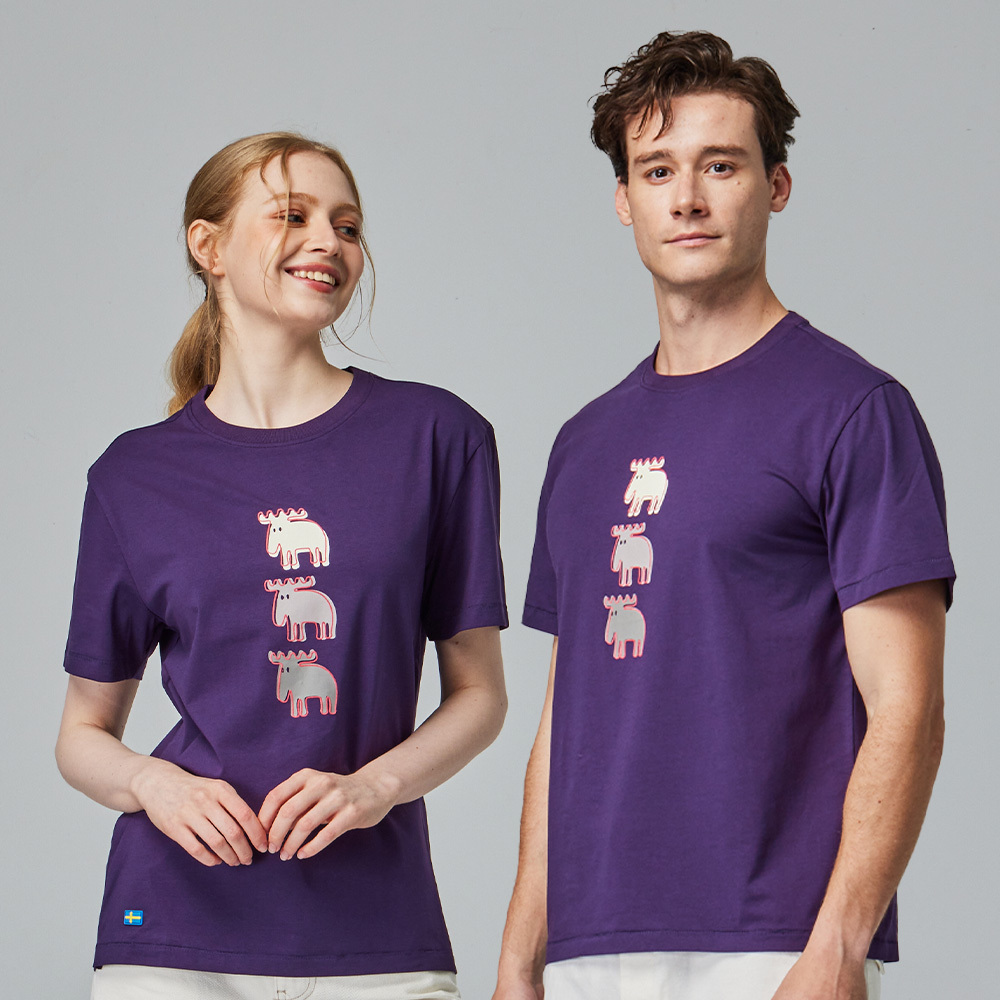 moz flocked dislocated moose cool soft stretch T-shirt - dark purple