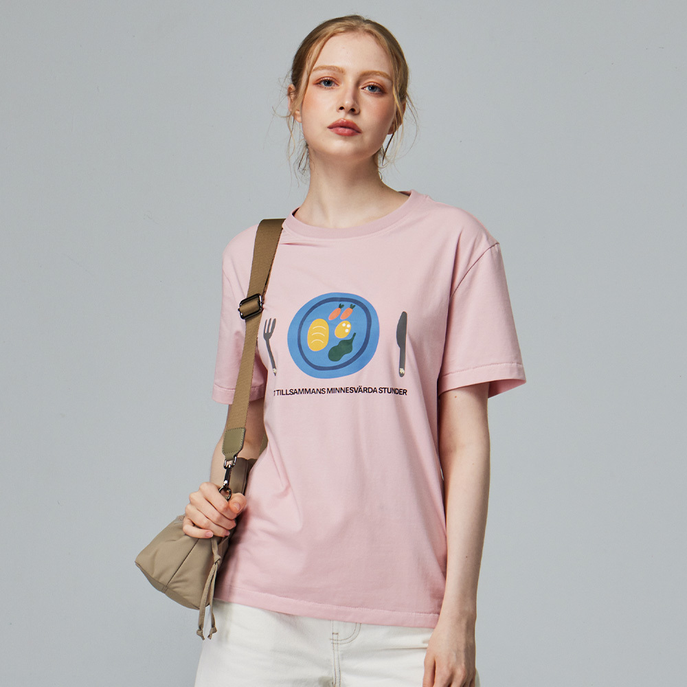 moz moose dinner plate cool soft stretch T-shirt - light pink