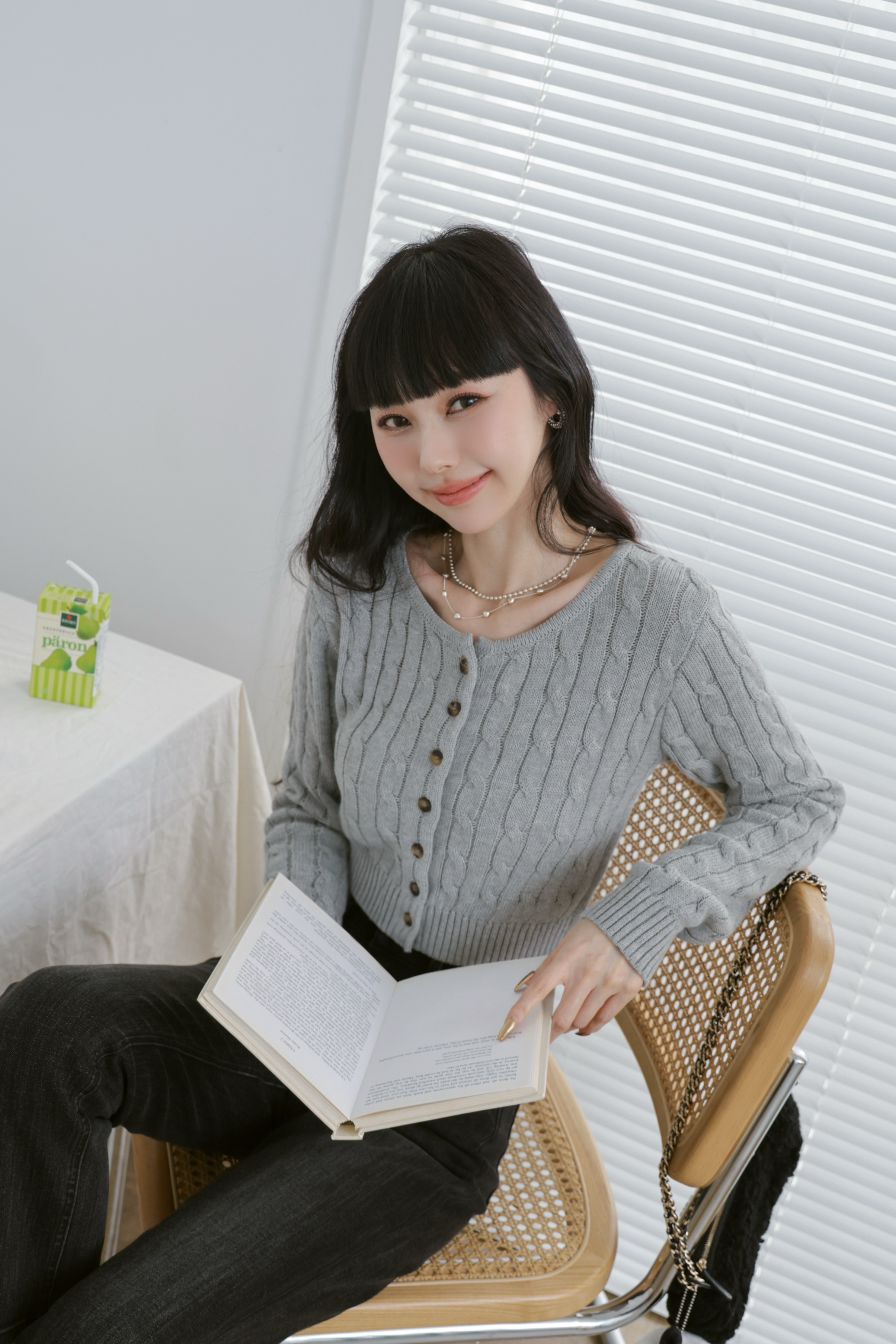 精緻麻花紋理針織小外套 S47