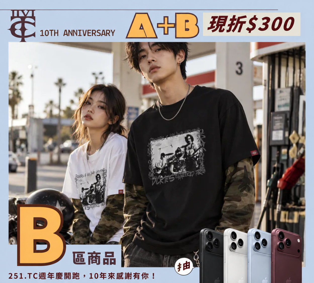 <現貨>Dickies 假兩件美式復古 重磅 迷彩拼接 落肩 圓領長袖T