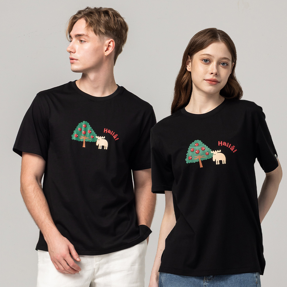 Summer Fruit Tree Comfortable Soft Cotton 100% Cotton Short-Sleeve T-Shirt - Black Women's