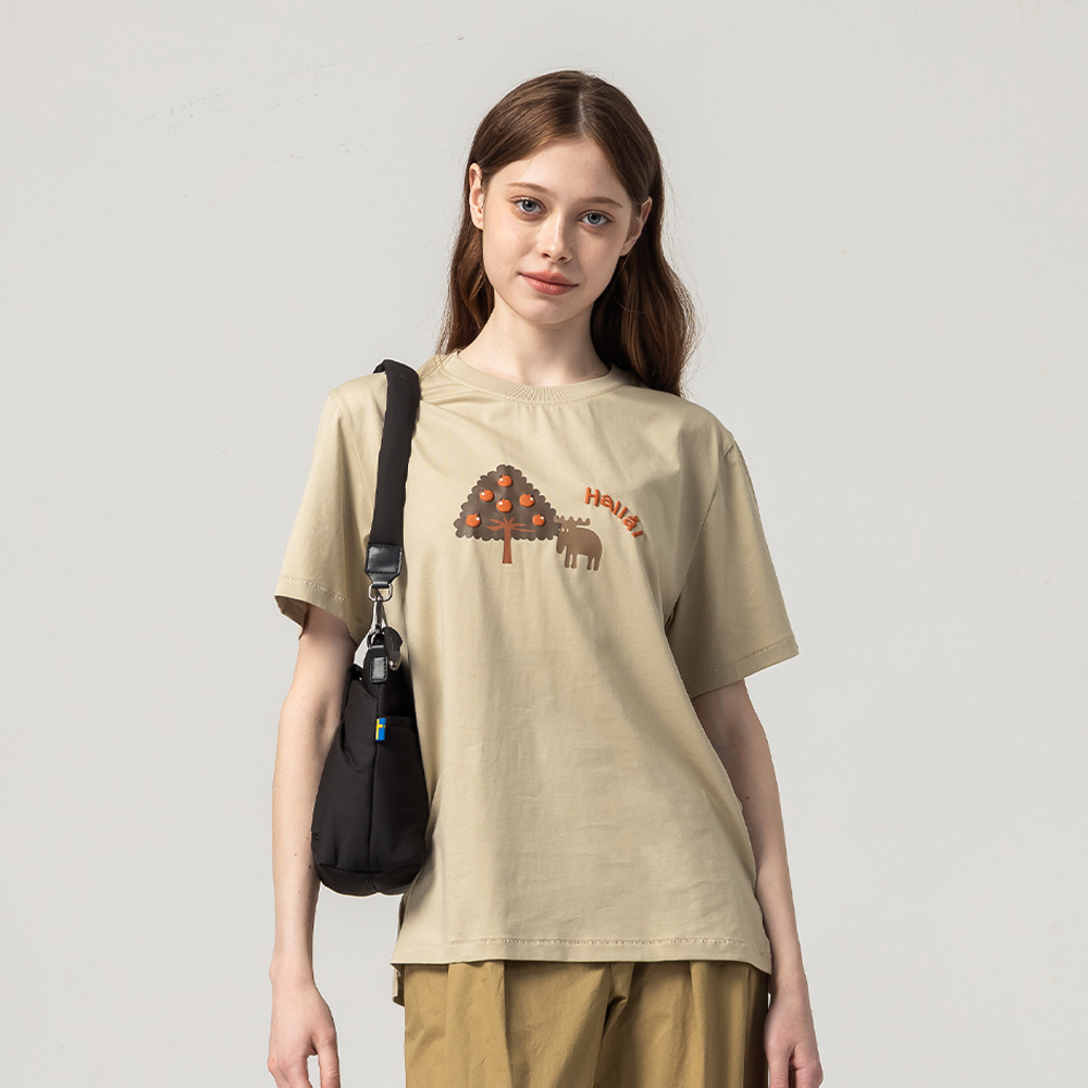Summer Fruit Tree Comfortable Soft Cotton 100% Cotton Short-Sleeve T-Shirt - Khaki Women's