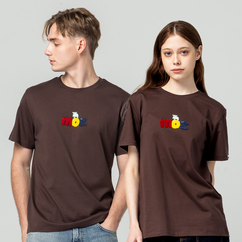 3D Lettering, Comfortable Soft Cotton, 100% Pure Cotton Short-Sleeve T-Shirt - Chocolate Style, Women's