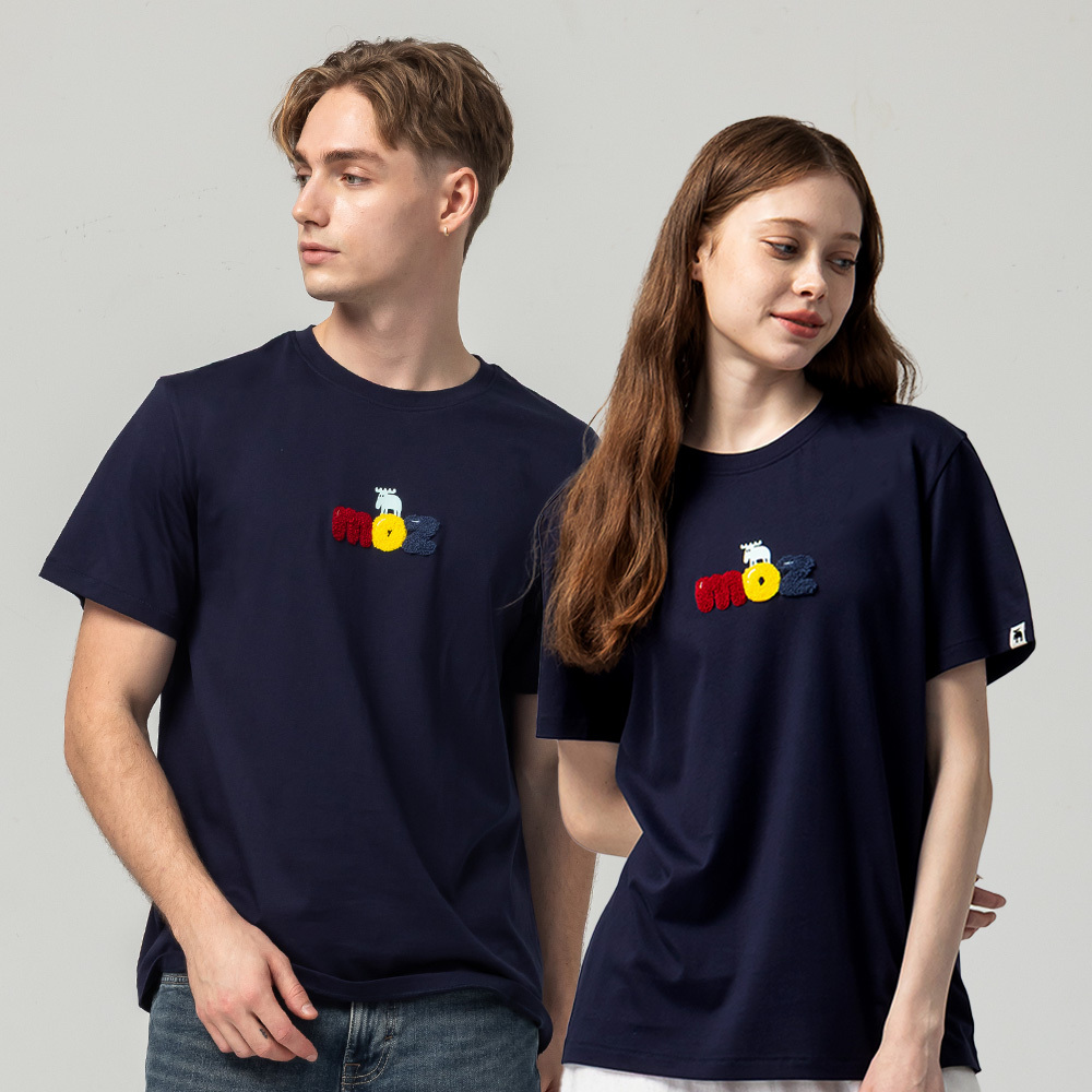 3D lettering, comfortable and soft cotton, 100% pure cotton short-sleeved T-shirt - navy blue, women's.
