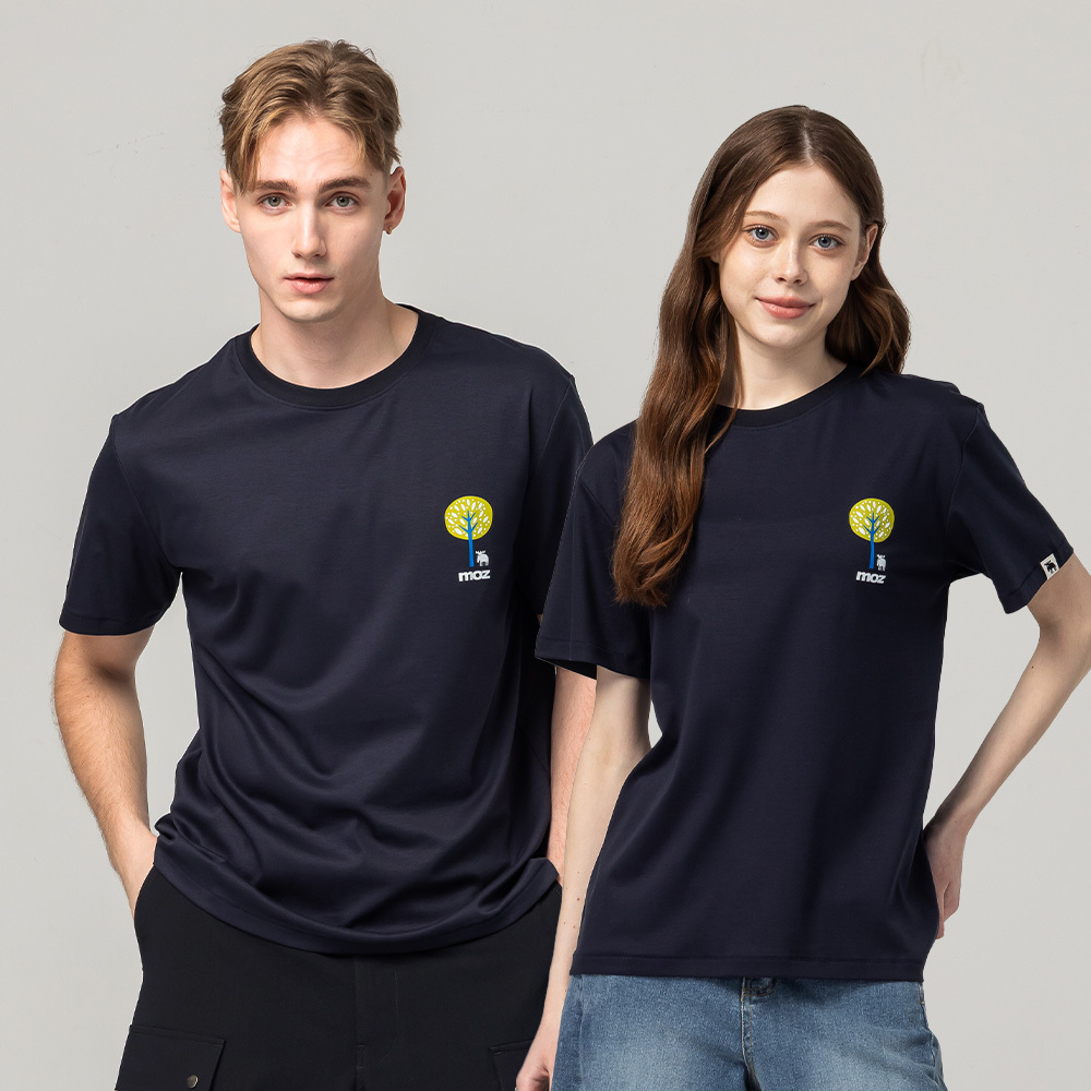 Nordic Forest Glacier Cotton 100% Pure Cotton Cooling Stretch T-Shirt - Navy Blue Women's