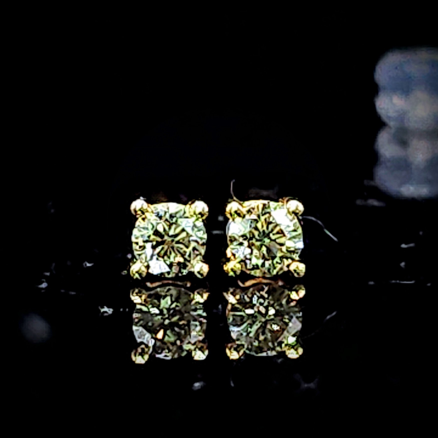 18K Gold 0.31ct Fancy Yellow Diamond Earrings