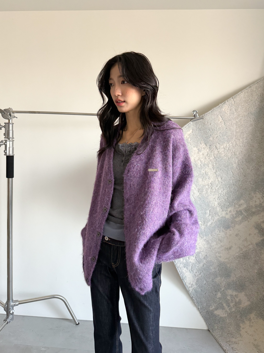 #J85 (UNISEX)9色!小鐵牌寬鬆V領針織外套
