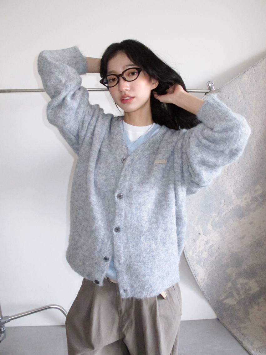 #J85 (UNISEX)9色!小鐵牌寬鬆V領針織外套