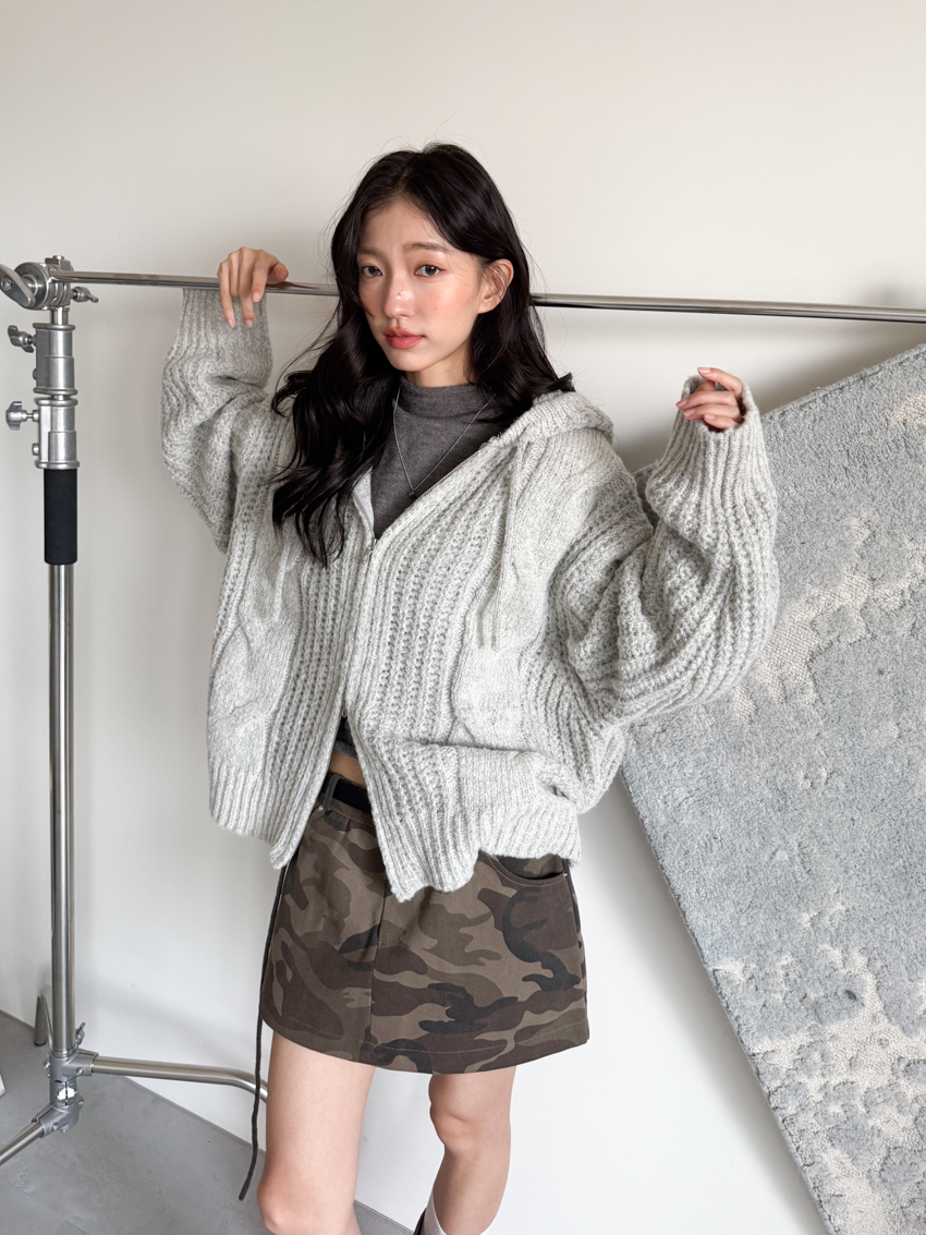 #J86 (UNISEX)麻花編織雙拉鍊毛線針織外套