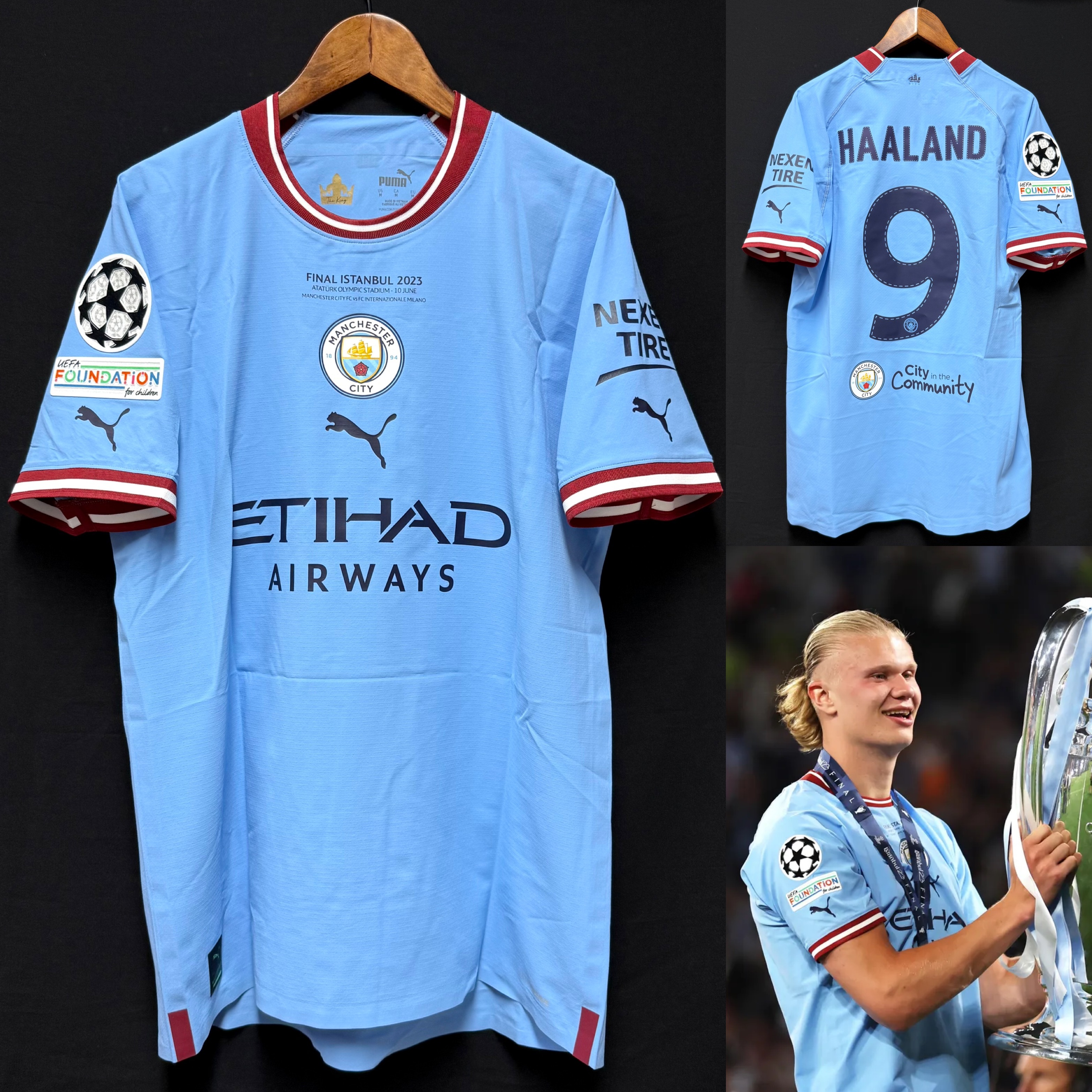 Manchester City 2022-2023 UEFA Champions League Final Puma Home Authentic player shirt #9 HAALAND