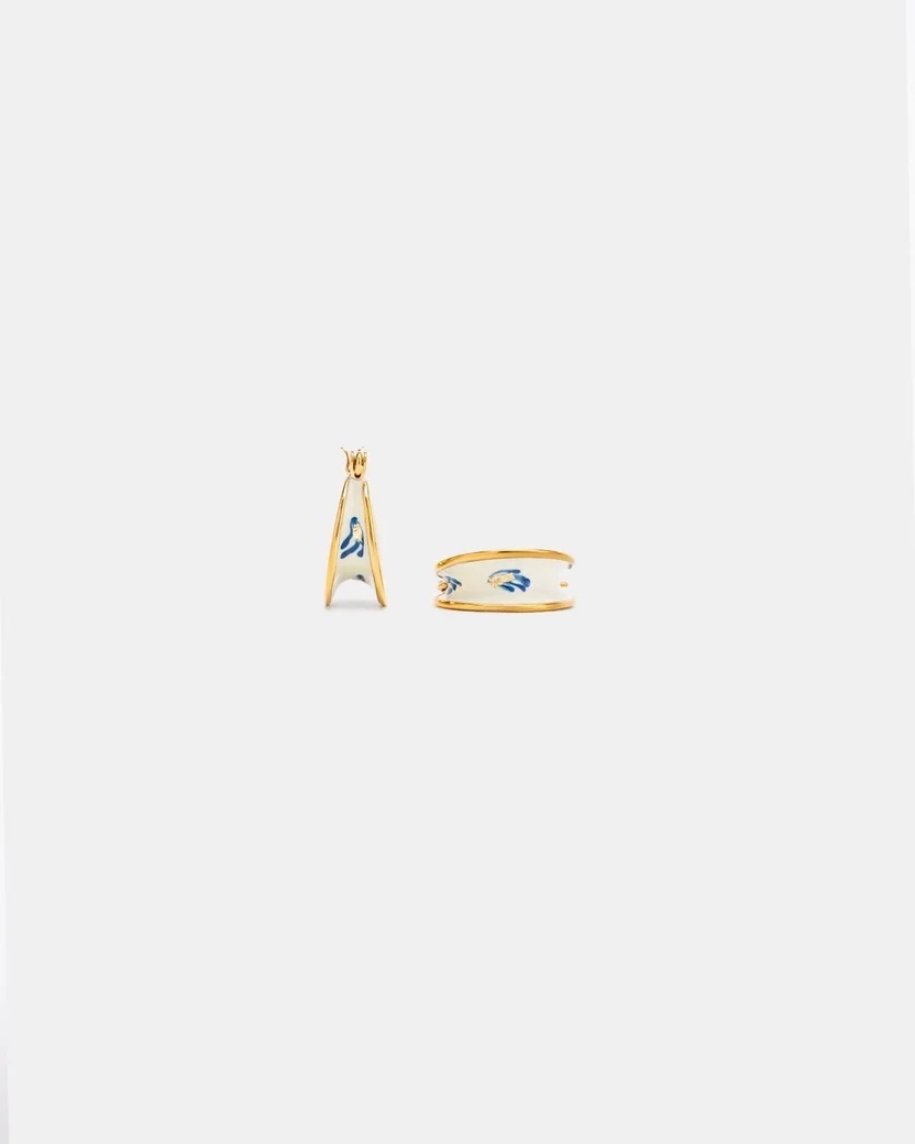 EP Stellar Ridge Hoop Earrings (SE004-1) White