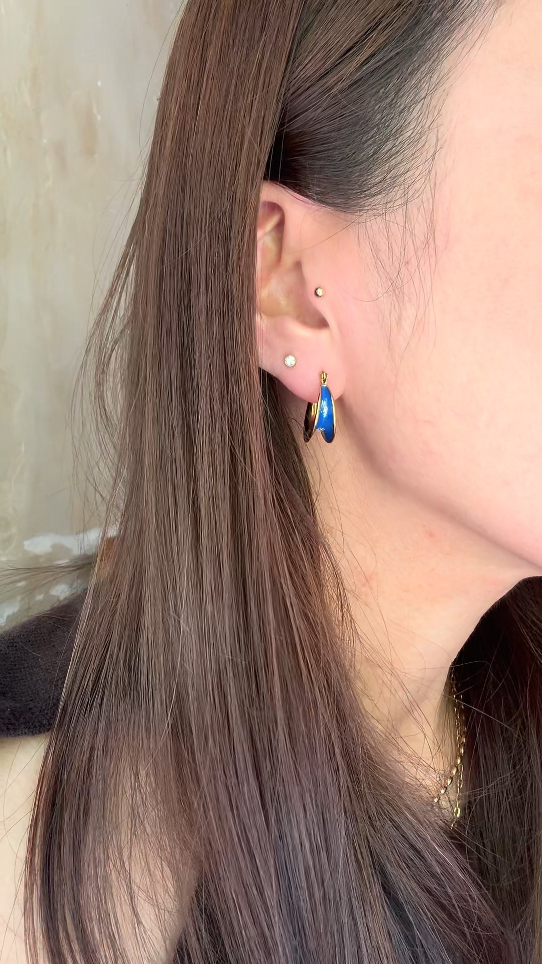EP Stellar Ridge Hoop Earrings (SE004-2) Blue