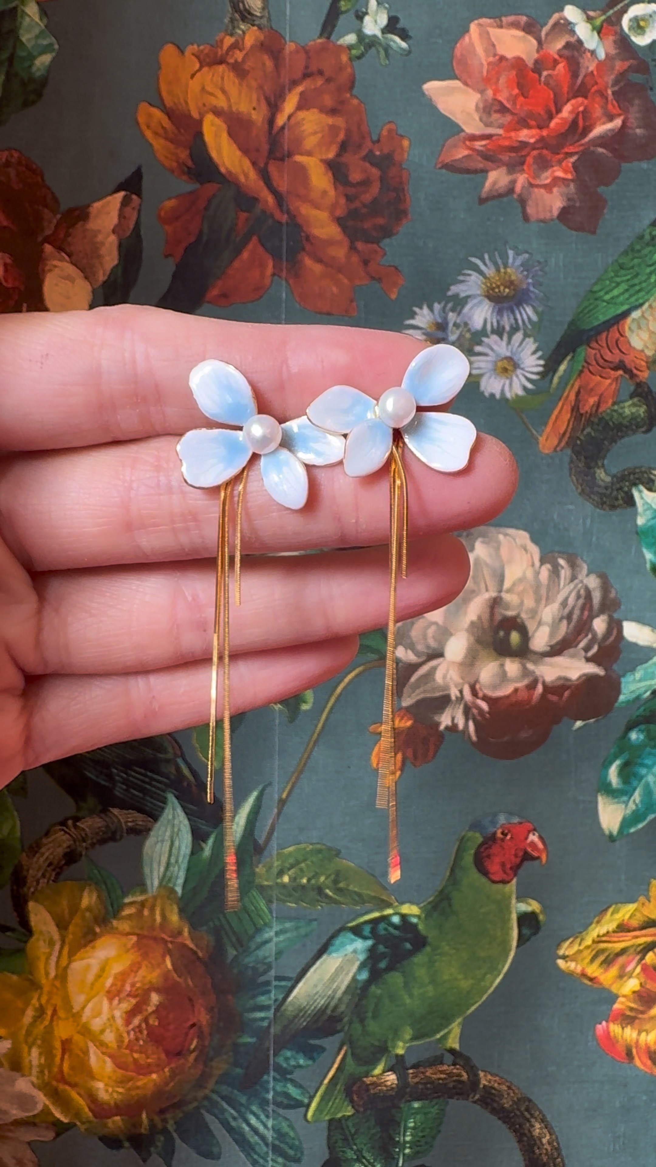 EP Bloom Earrings — Detachable Gold Tassels (FE002-1)