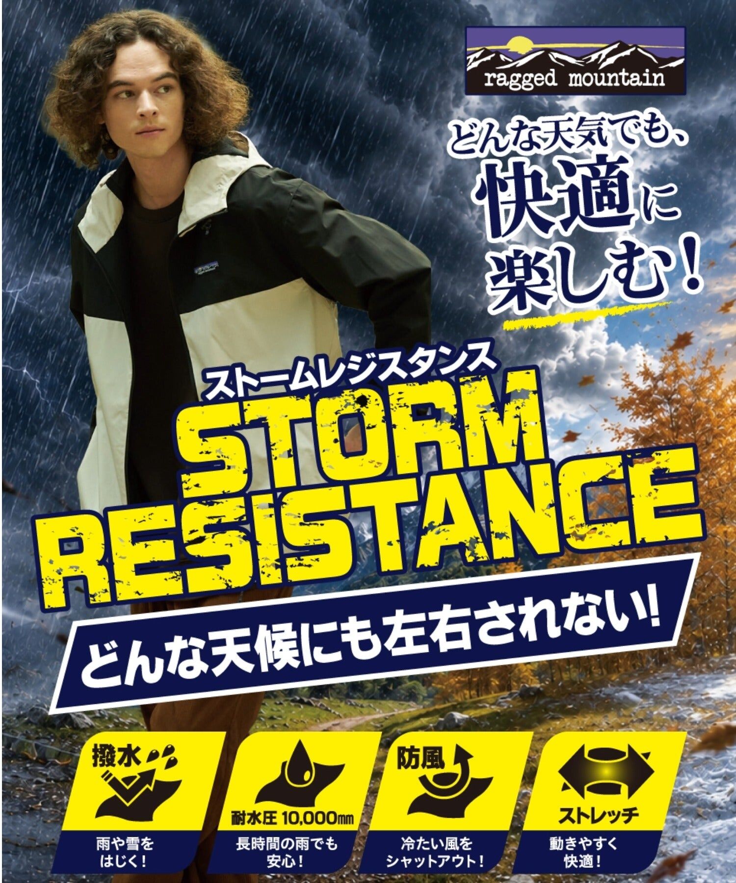 JP 防/防水/彈性功能布料/耐水壓10,000mm 風褸