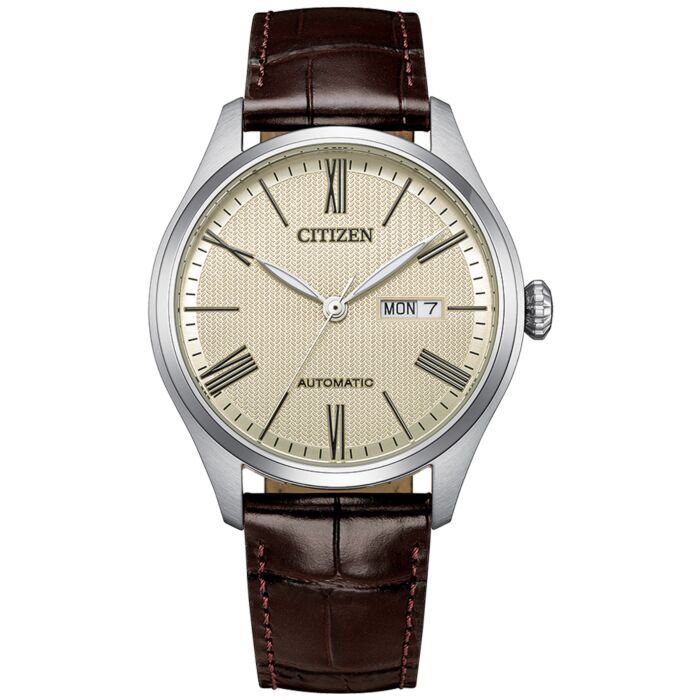 行貨 Citizen 星辰 Automatic Mechanical Stainless Steel Case and Bracelet Men's Watch 香檳/奶油色錶盤 NH8410-08B 黑色紋理錶盤 NH8410-59E , 藍綠色/綠色紋理錶盤 NH8410-59X , 香檳色錶盤 NH8414-58B 男士自動機械腕錶，配備不鏽鋼錶殼及錶帶