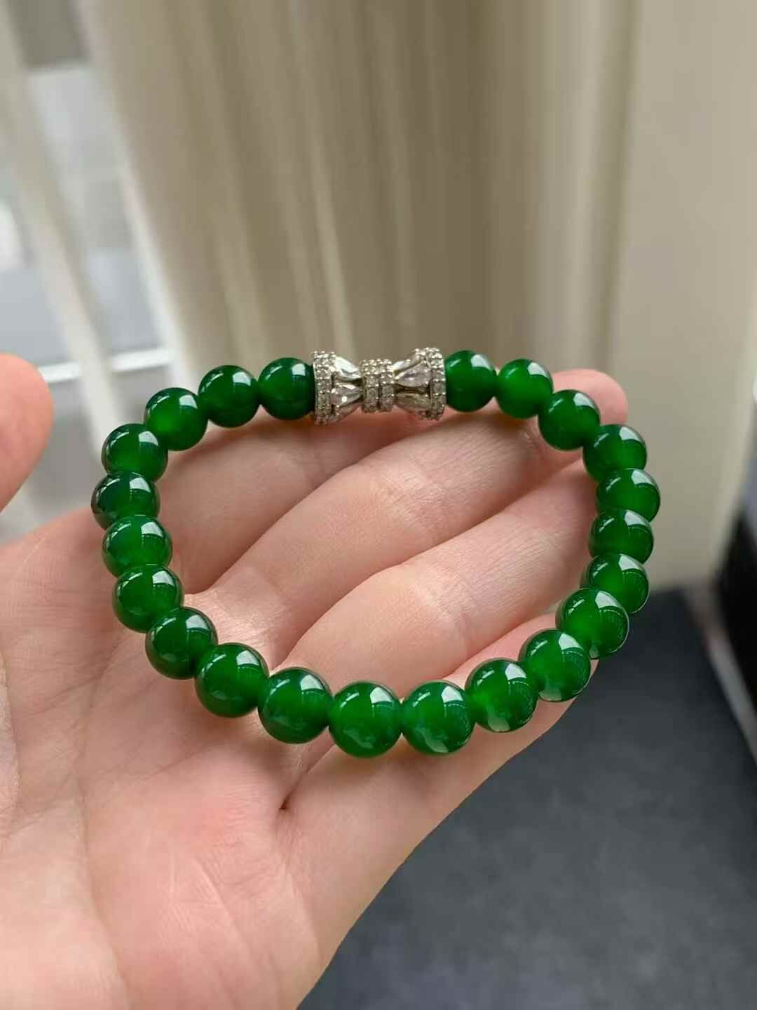 翡翠珠子手串 (7.6-7.9mm直徑),天然翡翠A玉, 緬甸玉, Jade, Jadeite