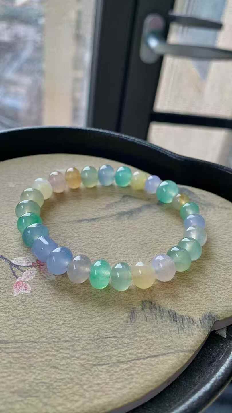 翡翠扁珠手串,天然翡翠A玉, 緬甸玉, Jade, Jadeite