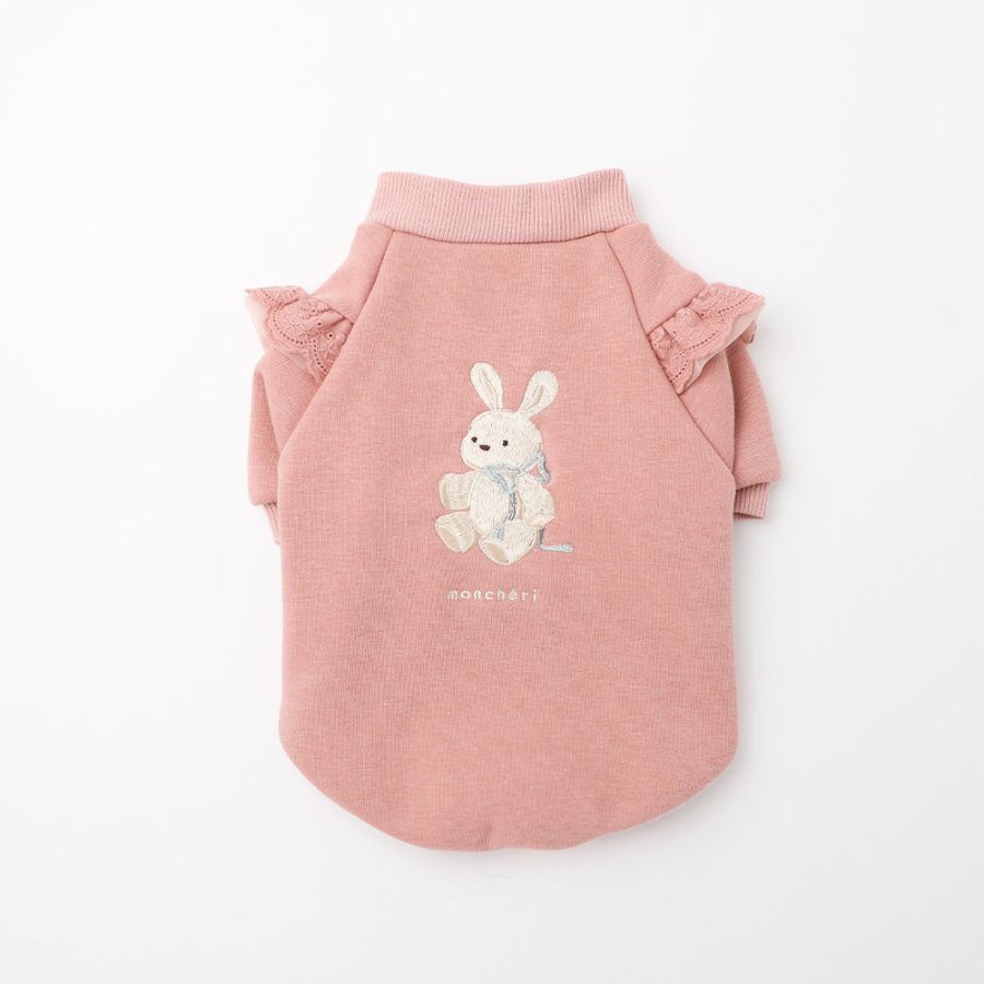 【Moncheri】荷葉邊肩兔仔刺繡上衣