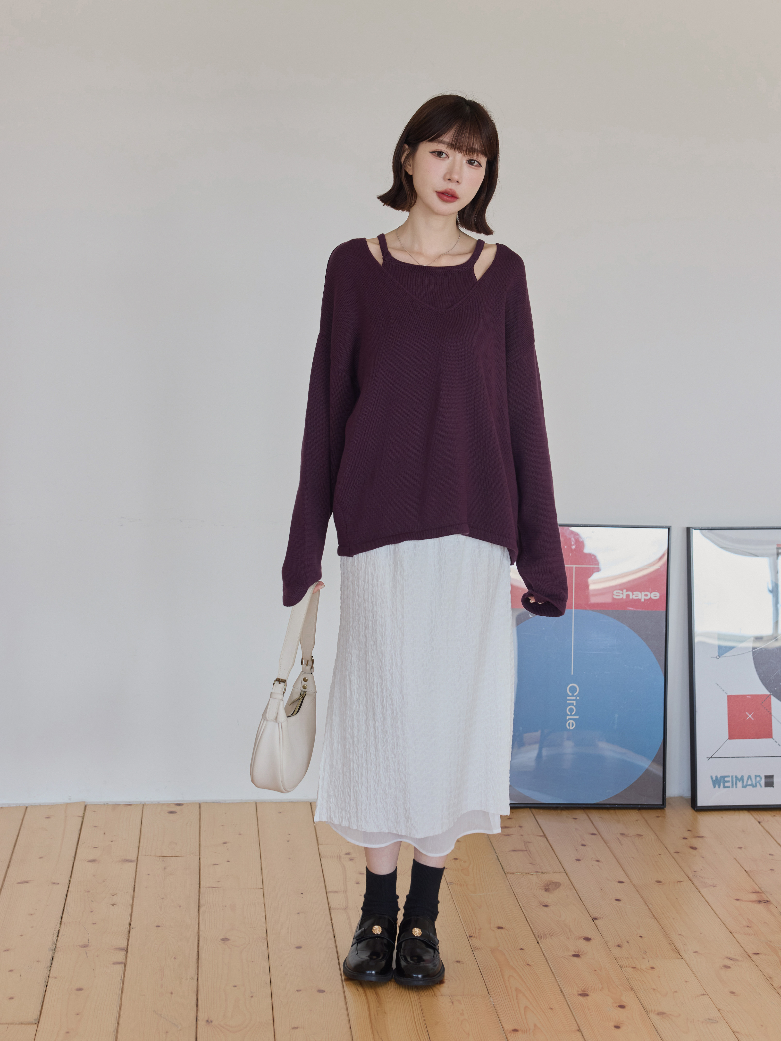 フェミニンチュールシワ加工ロングスカート