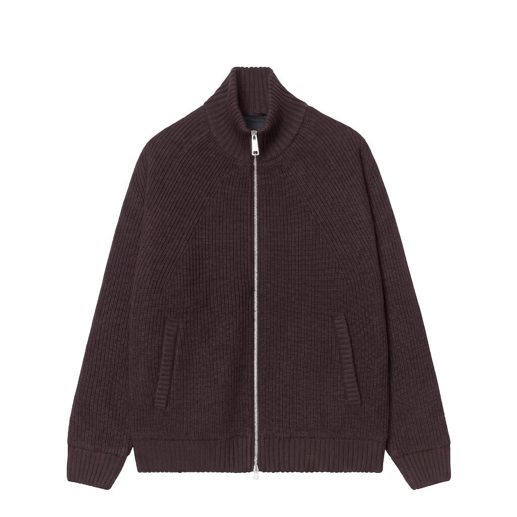 -(E14b01)-CARHARTT WIP BANLEY SWEATER JACKET 寬鬆版型 高領 毛衣外套 深紫-I033902