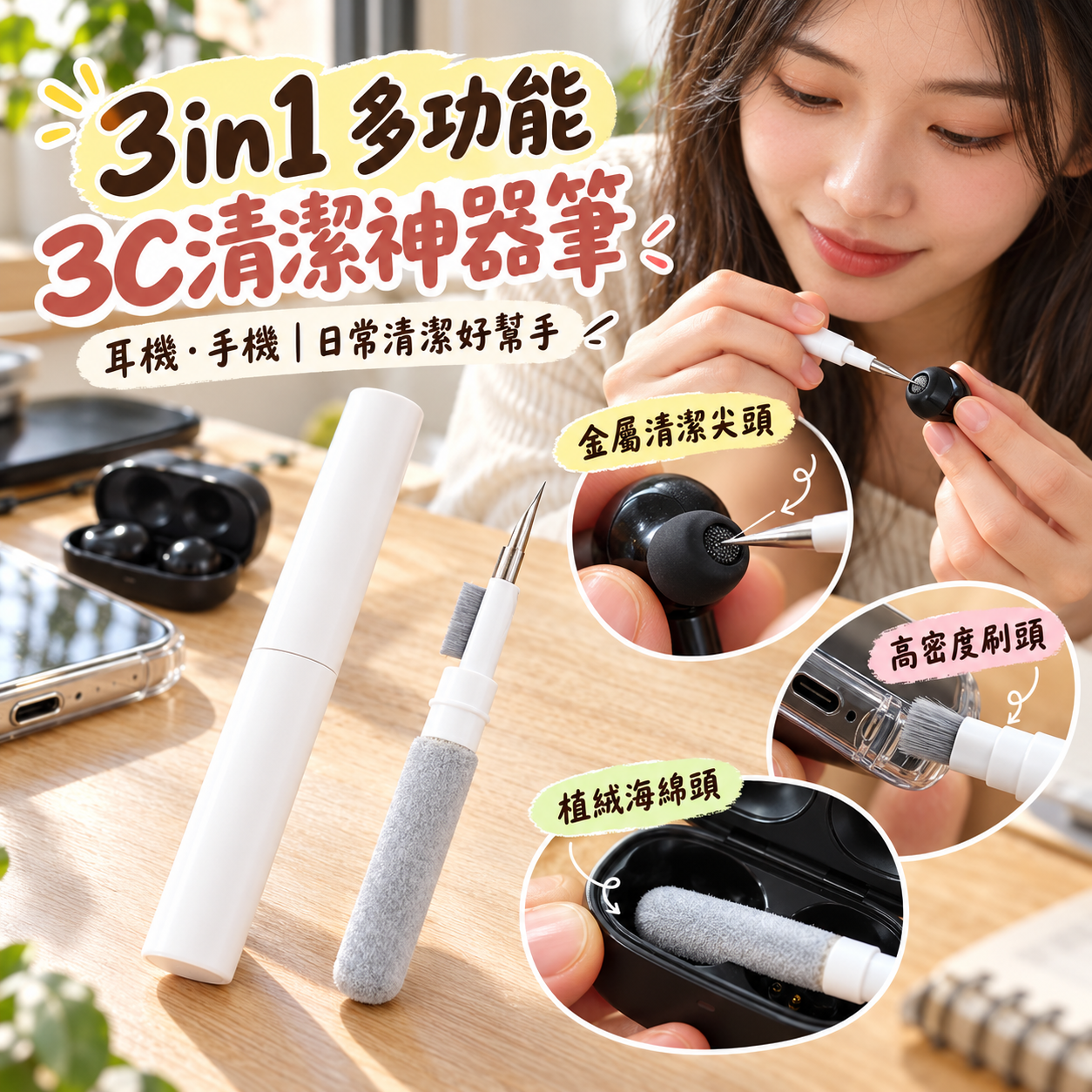 【預購】JM101702 3in1 多功能3C清潔神器筆