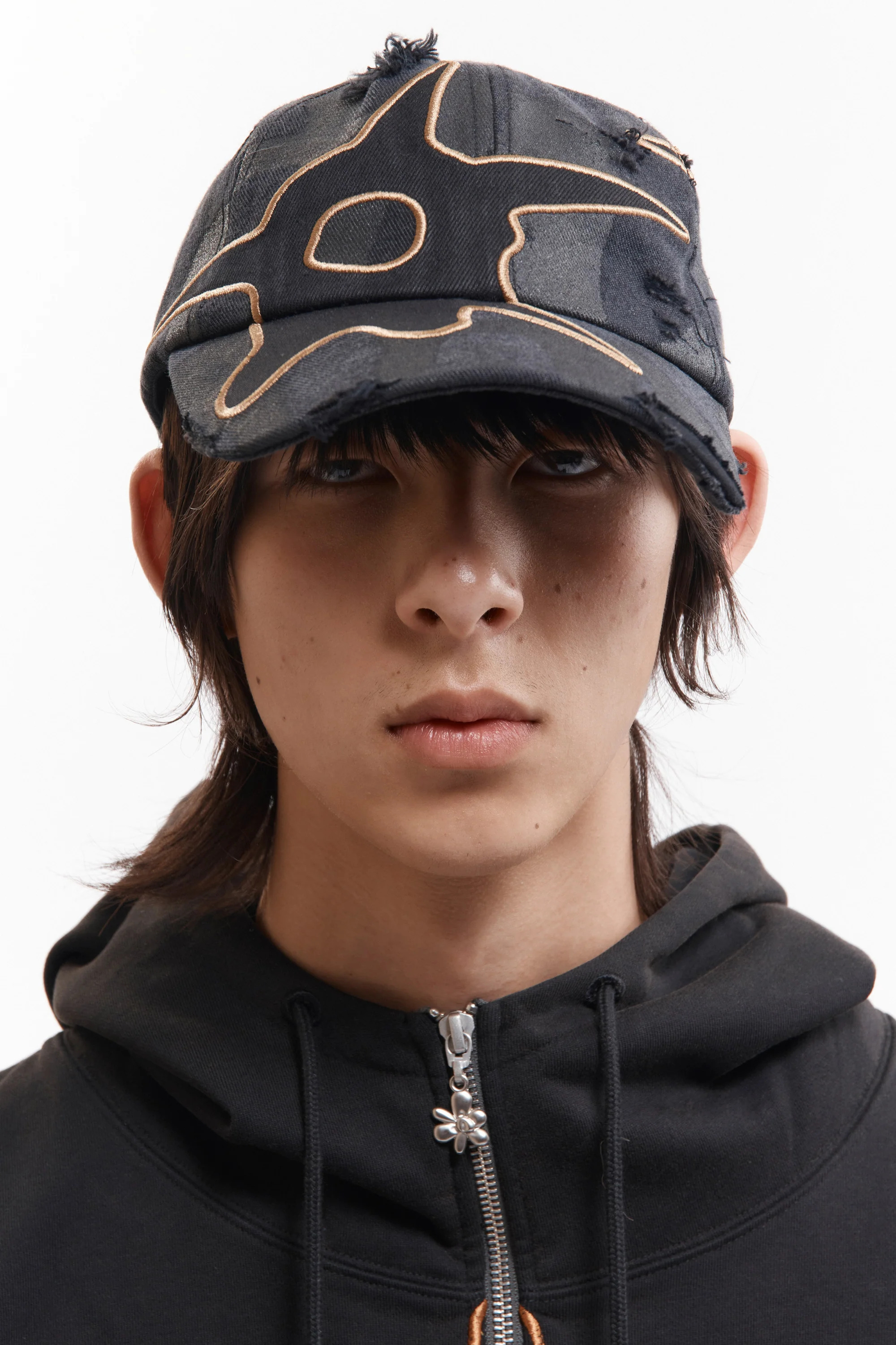 P.A.M.｜DISTRESSED URCHIN TAG BASEBALL CAP "BLACK WASH"